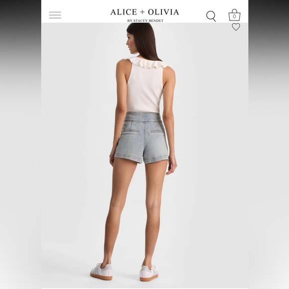 Alice + Olivia Donald Jean Short, Rockstar Blue - Picture 2 of 13